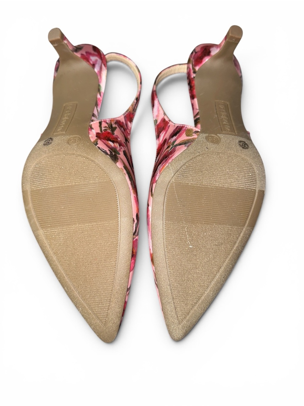 Liz Claiborne Keith Women's Pink Floral Satin Slingback Kitten Heels Size 8.5 - Picture 8 of 8